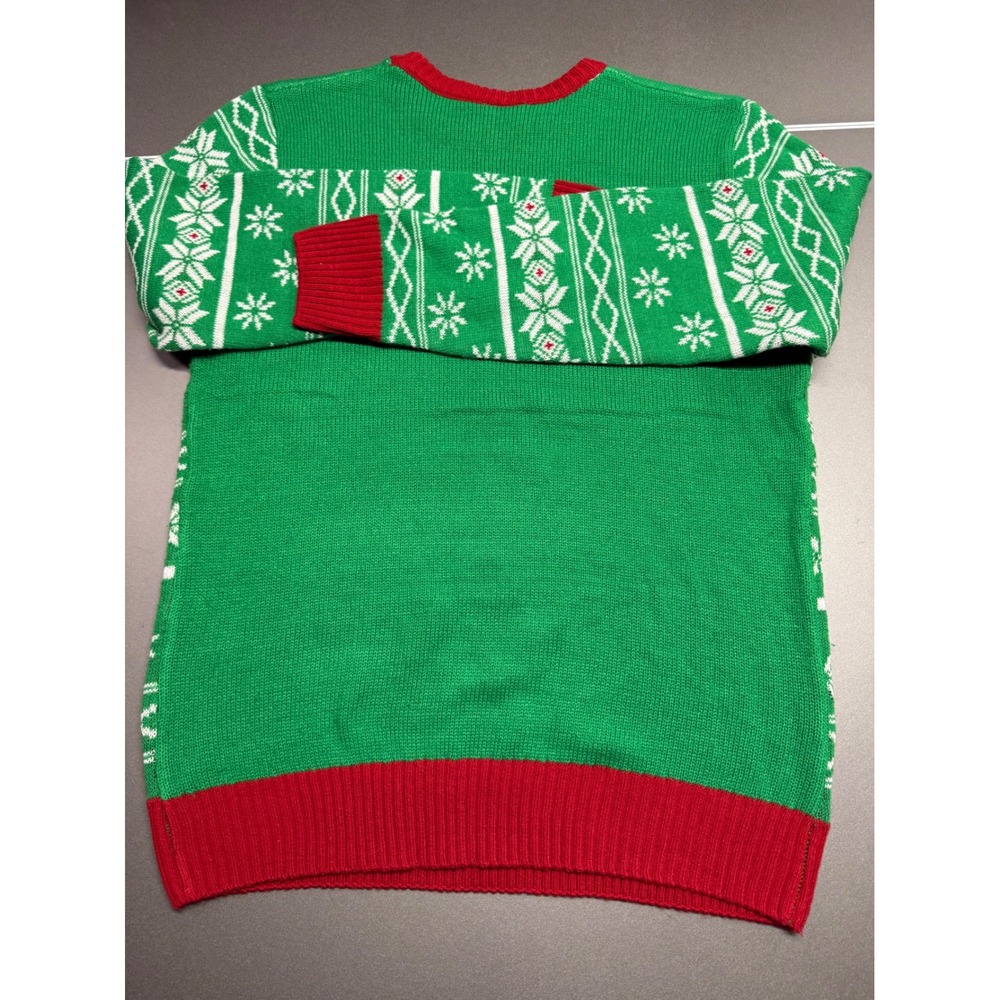 Peanuts Snoopy‎ Christmas Doghouse Ugly Holiday Sweater Green Red Mens Large L - Picture 10 of 11